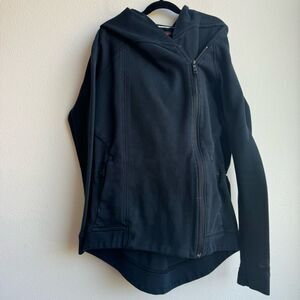$5/$25 Nike Tech Fleece Black Asymmetrical Zip Up Hooded Size Small Womens